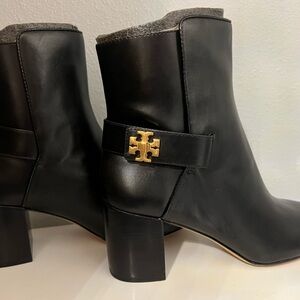 Tory Burch Black Ankle Booties with Gold Accent